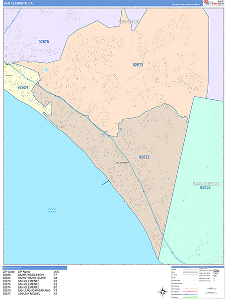 San Clemente Wall Map